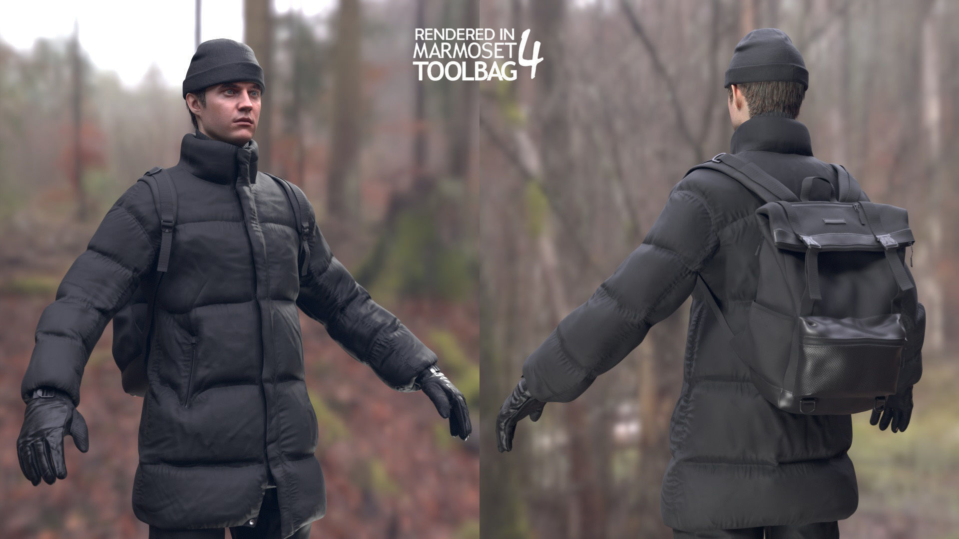 Mens and Womens Winter Outfits - Modular - Rigged 3D Model Collection_6