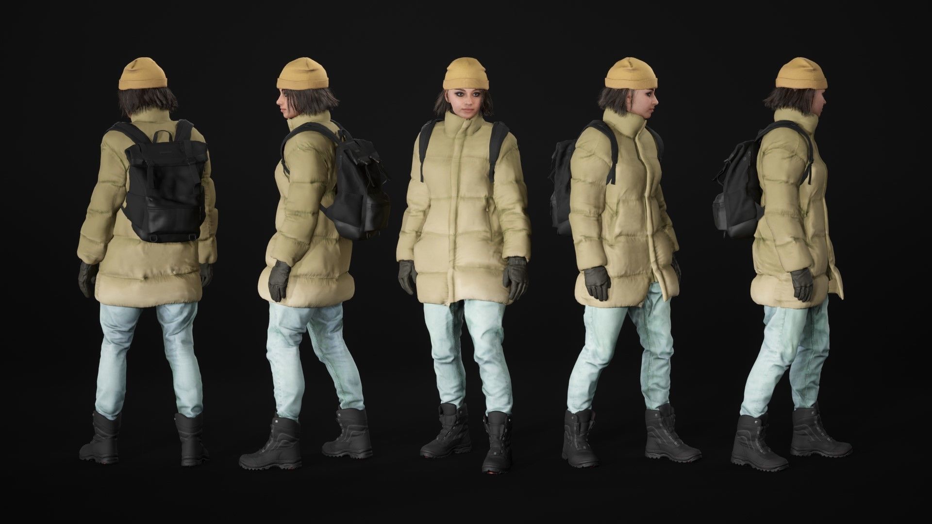 Mens and Womens Winter Outfits - Modular - Rigged 3D Model Collection_34