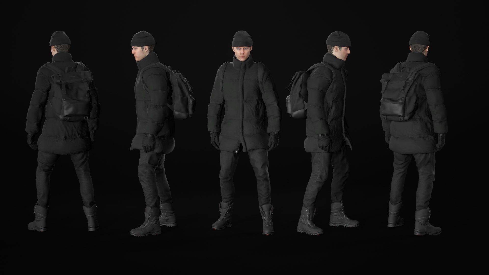 Mens and Womens Winter Outfits - Modular - Rigged 3D Model Collection_35
