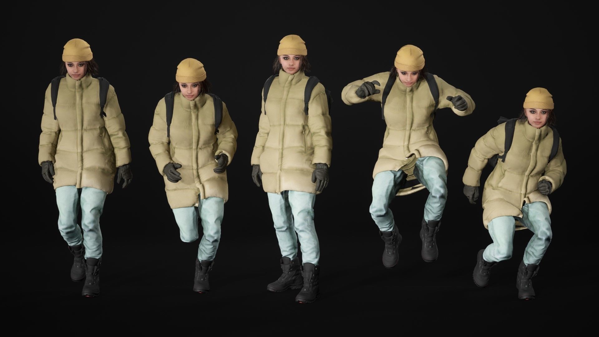 Mens and Womens Winter Outfits - Modular - Rigged 3D Model Collection_41