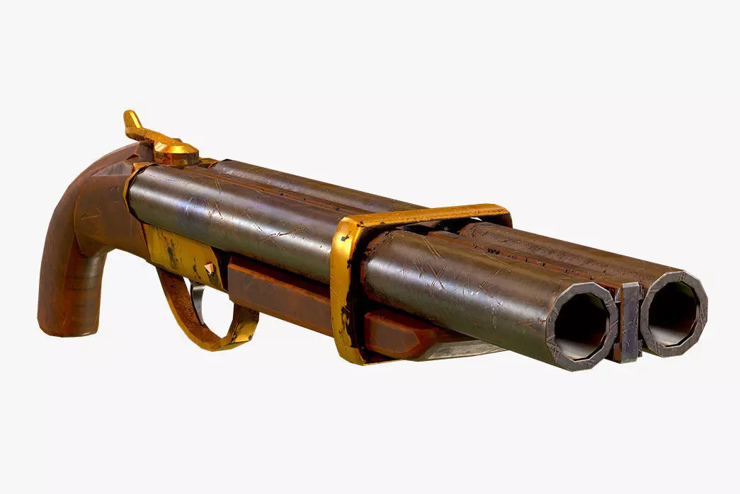 Double Barrel Shotgun 3D model_0