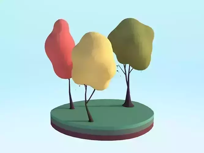 Cartoon Fluid Trees Pack Free low-poly 3D model