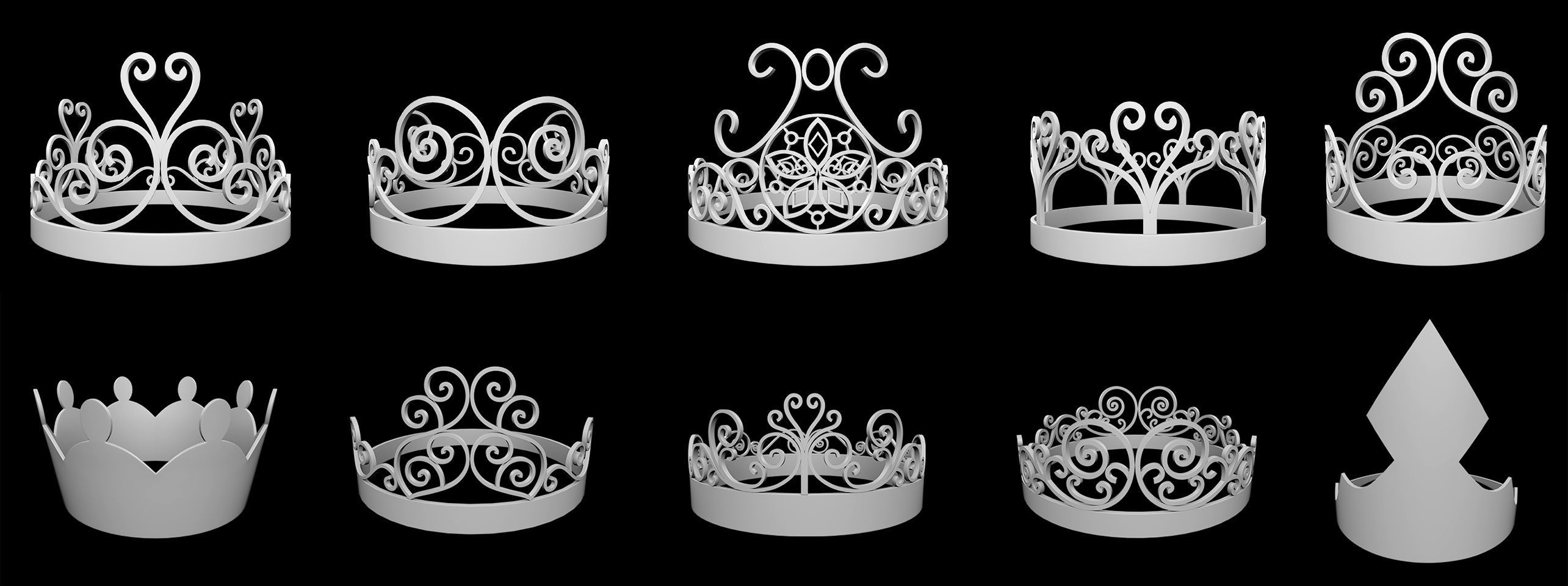 50 Crown IMM Brush Pack Low-poly 3D model_1