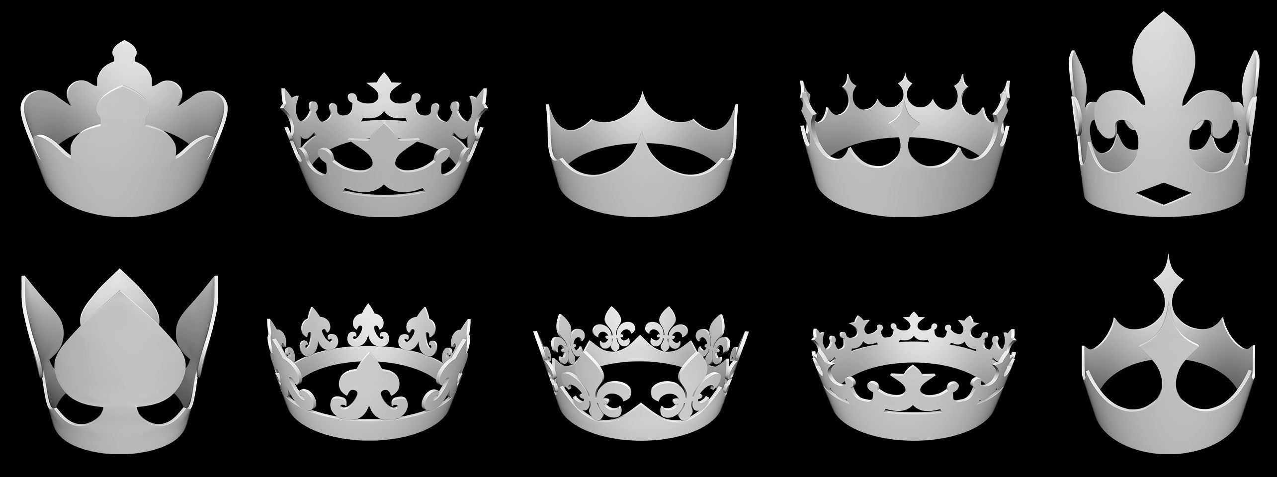50 Crown IMM Brush Pack Low-poly 3D model_3