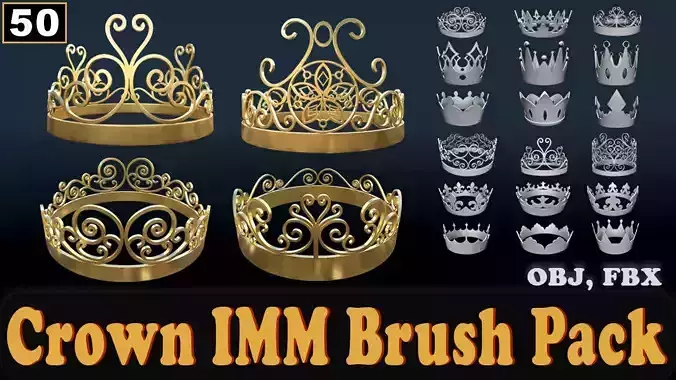 50 Crown IMM Brush Pack Low-poly 3D model