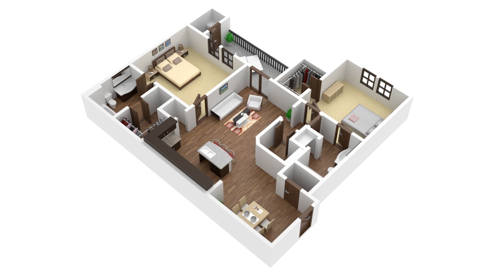 House Two Bedrooms 3D Print 3D print model_12