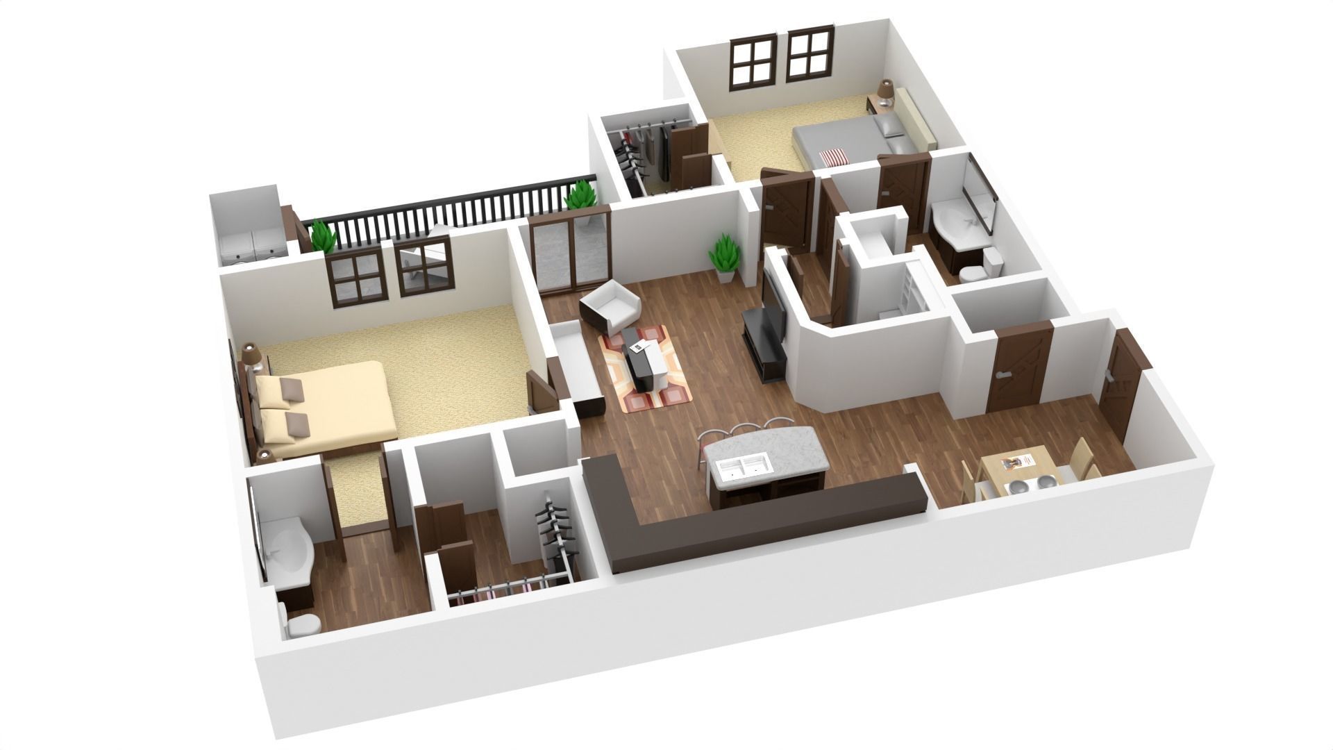 House Two Bedrooms 3D Print 3D print model_13