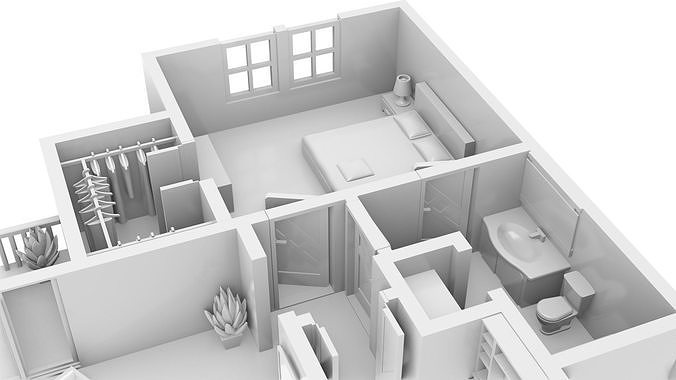 House Two Bedrooms 3D Print 3D print model 5