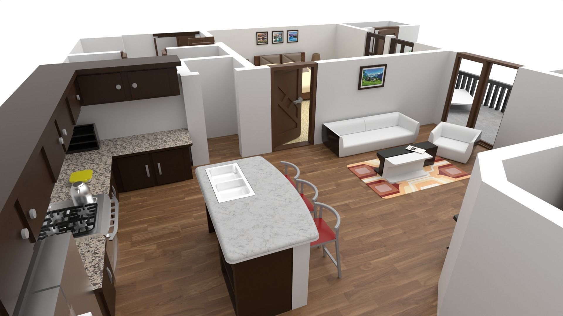 House Two Bedrooms 3D Print 3D print model_14