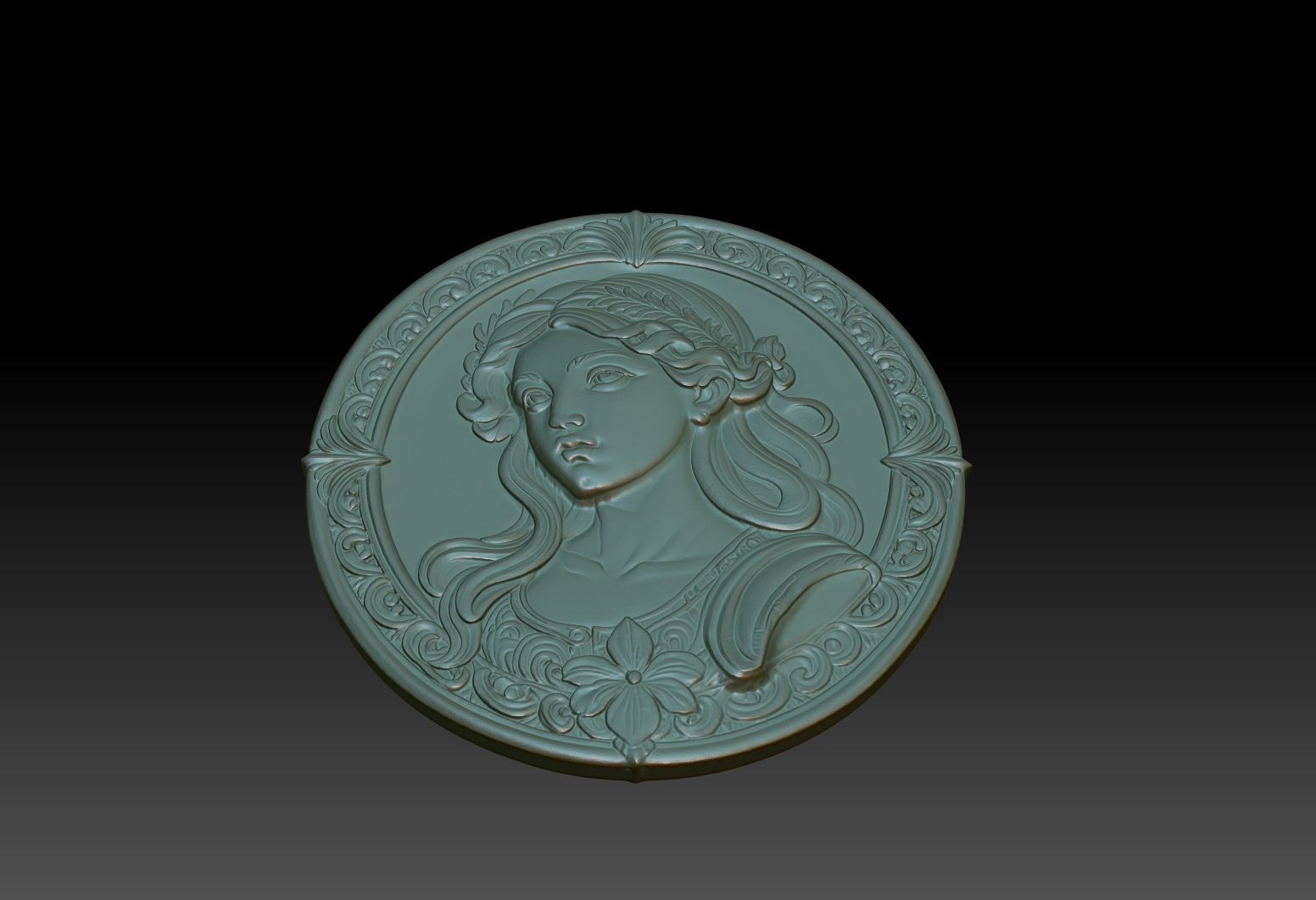 Virgo Zodiacl Bas Relief Pendant 230823 3D print model_3