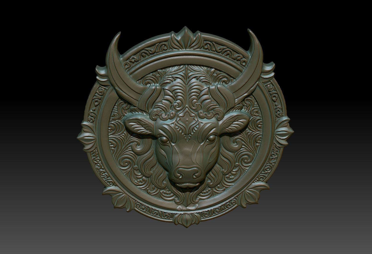 Taurus Zodiacl Bas Relief Pendant 230823 3D print model_4