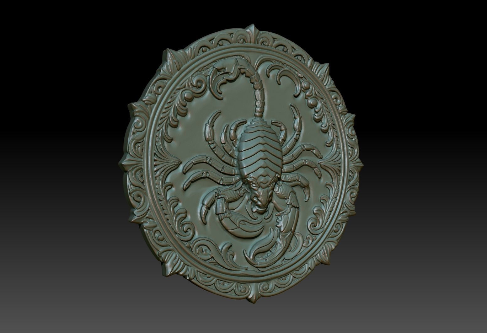 Scorpius Zodiacl Bas Relief Pendant 230823 3D print model_1