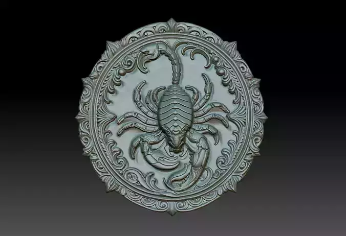 Scorpius Zodiacl Bas Relief Pendant 230823 3D print model