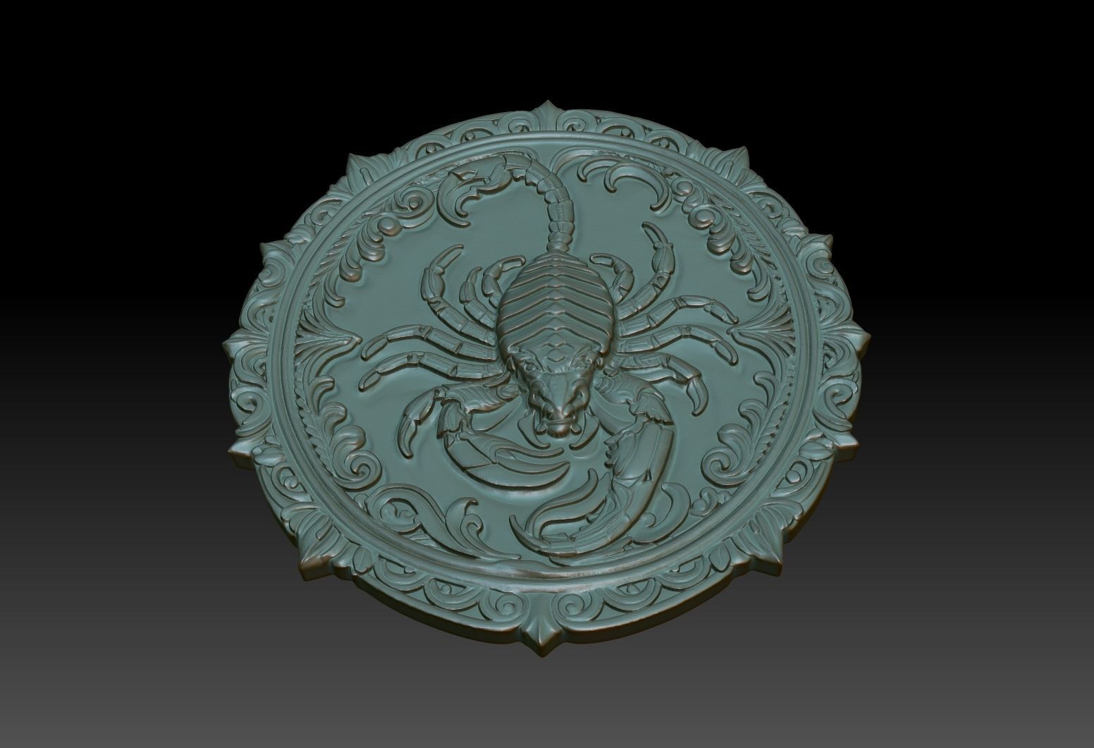 Scorpius Zodiacl Bas Relief Pendant 230823 3D print model_3