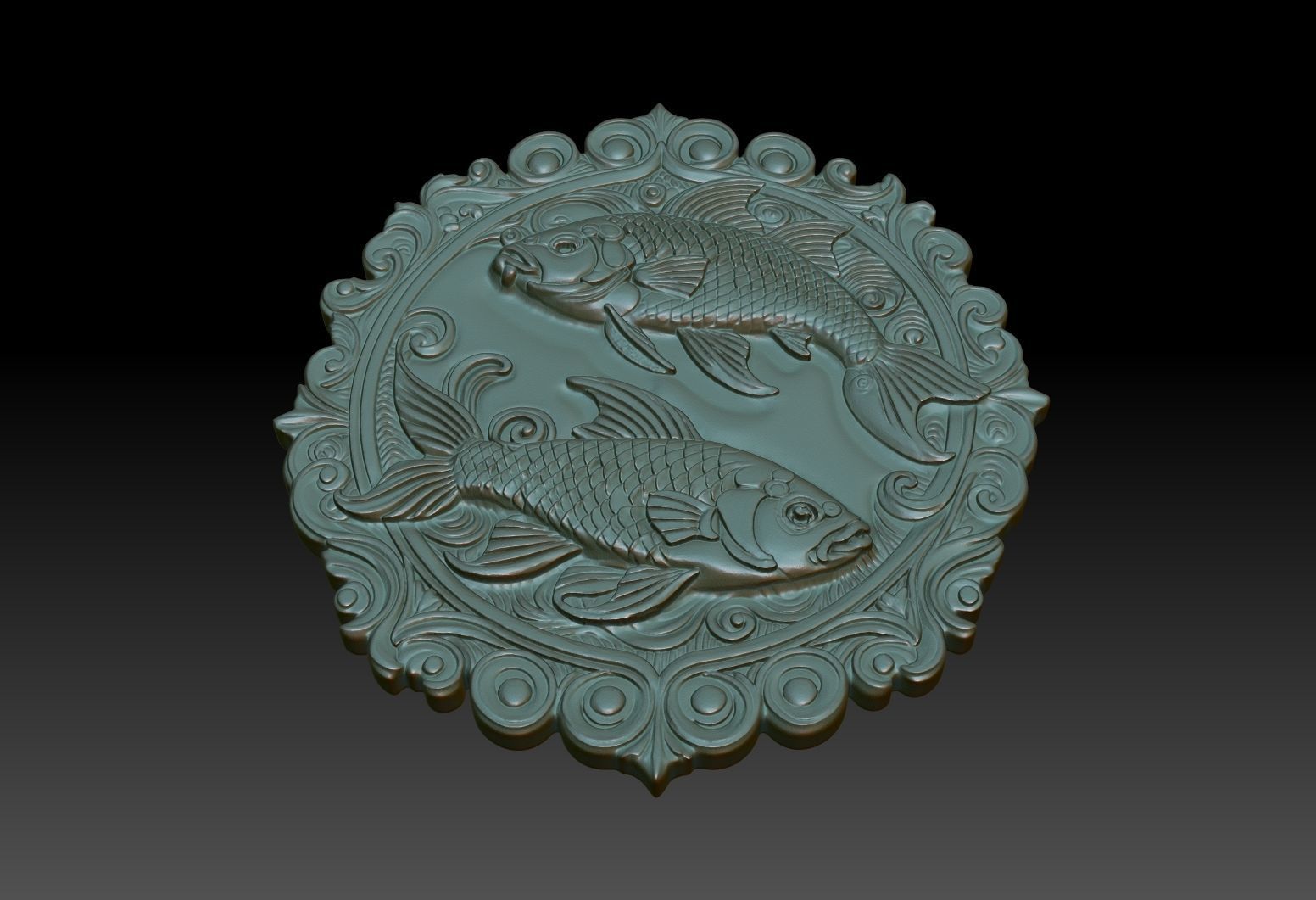 Pices Zodiacl Bas Relief Pendant 230823 3D print model_3