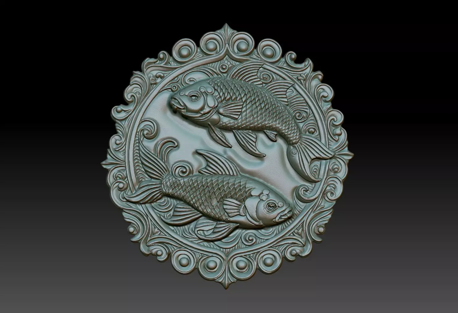 Pices Zodiacl Bas Relief Pendant 230823 3D print model_0