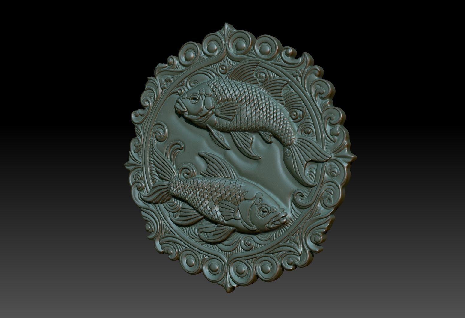 Pices Zodiacl Bas Relief Pendant 230823 3D print model_2
