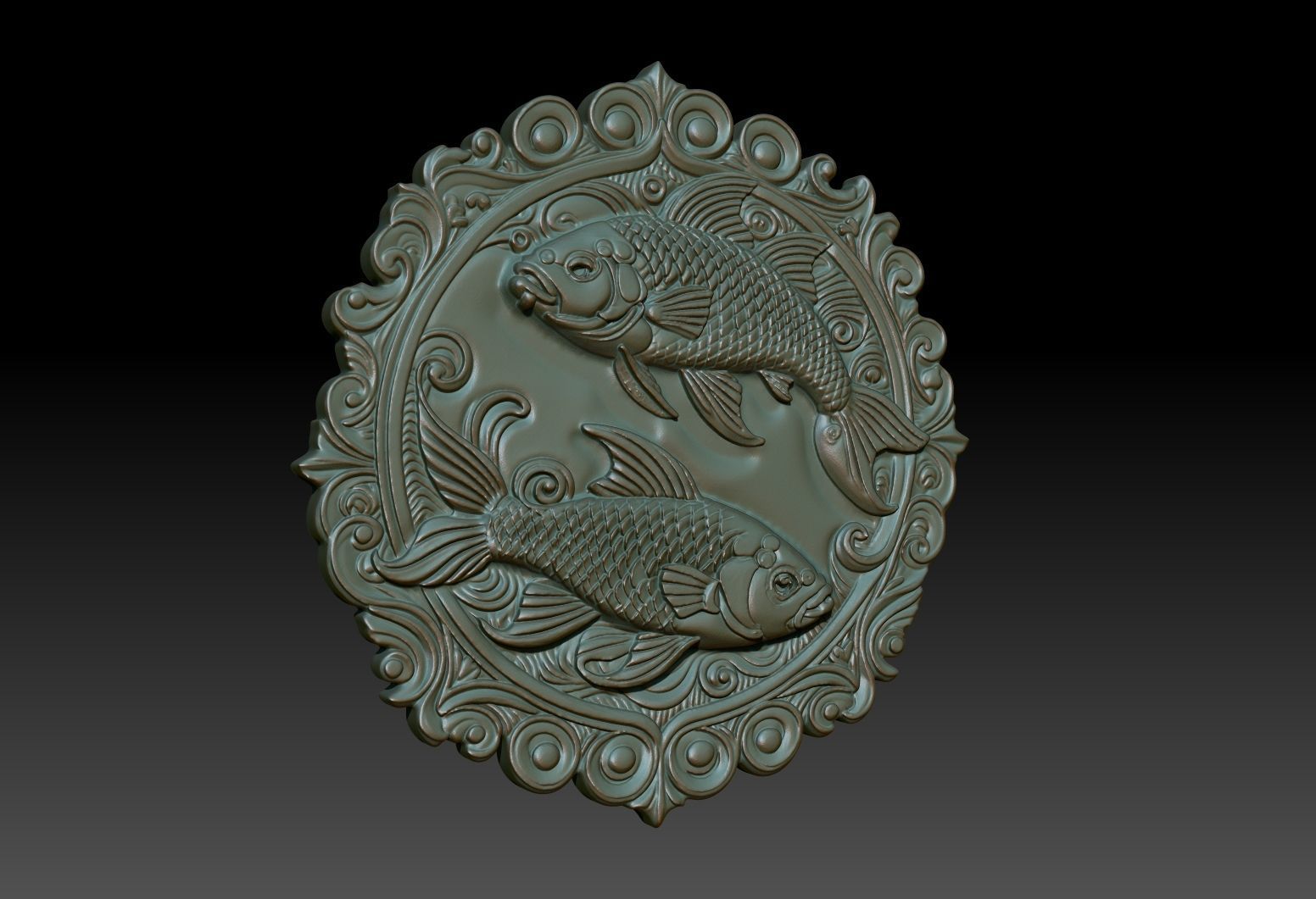 Pices Zodiacl Bas Relief Pendant 230823 3D print model_1
