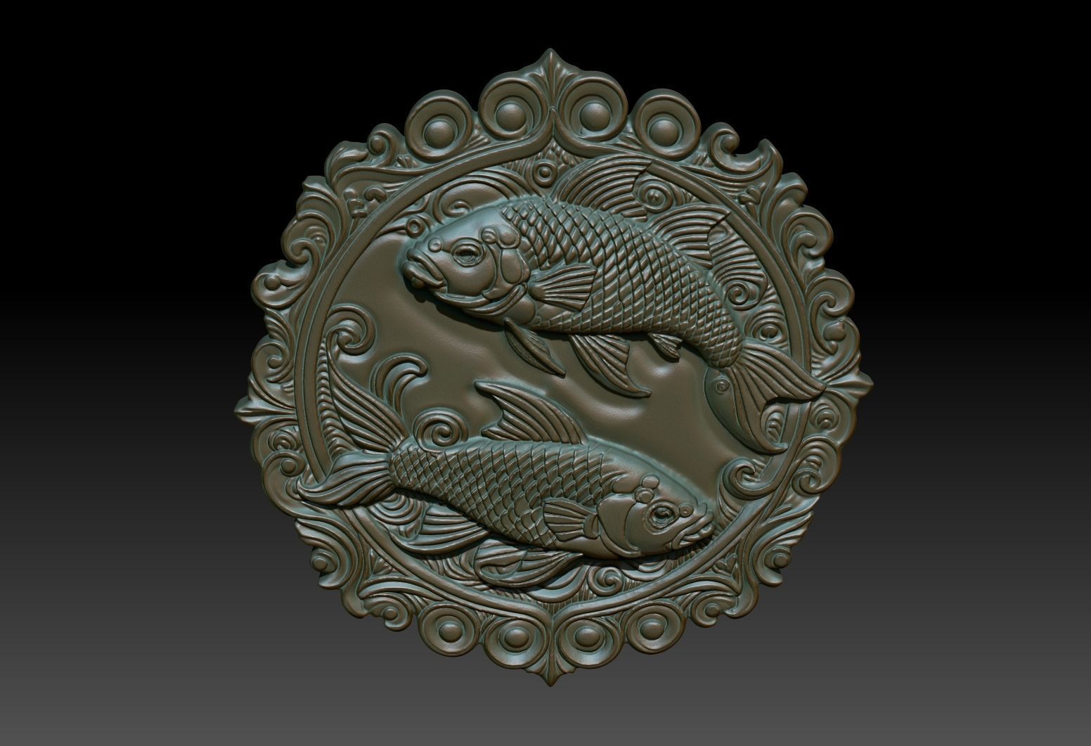 Pices Zodiacl Bas Relief Pendant 230823 3D print model_4