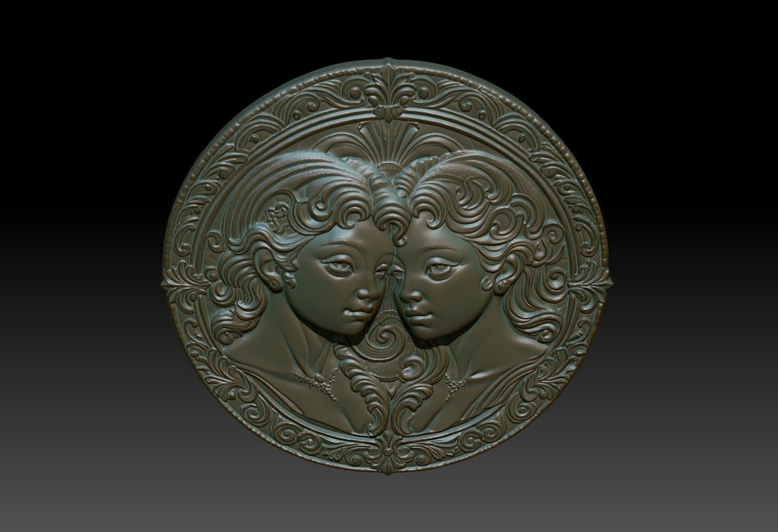 Gemini Zodiacl Bas Relief Pendant 230823 3D print model_4