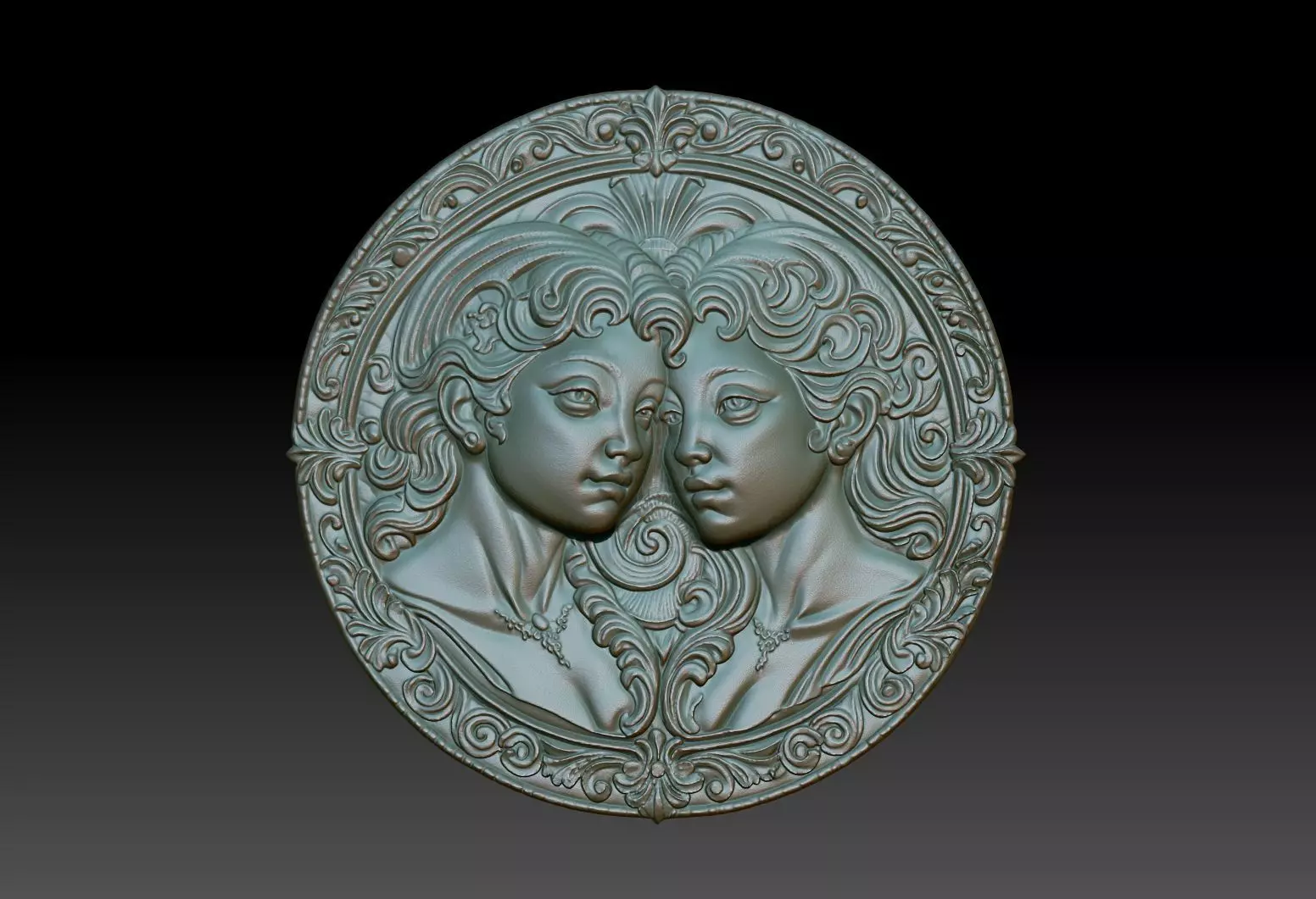 Gemini Zodiacl Bas Relief Pendant 230823 3D print model_0