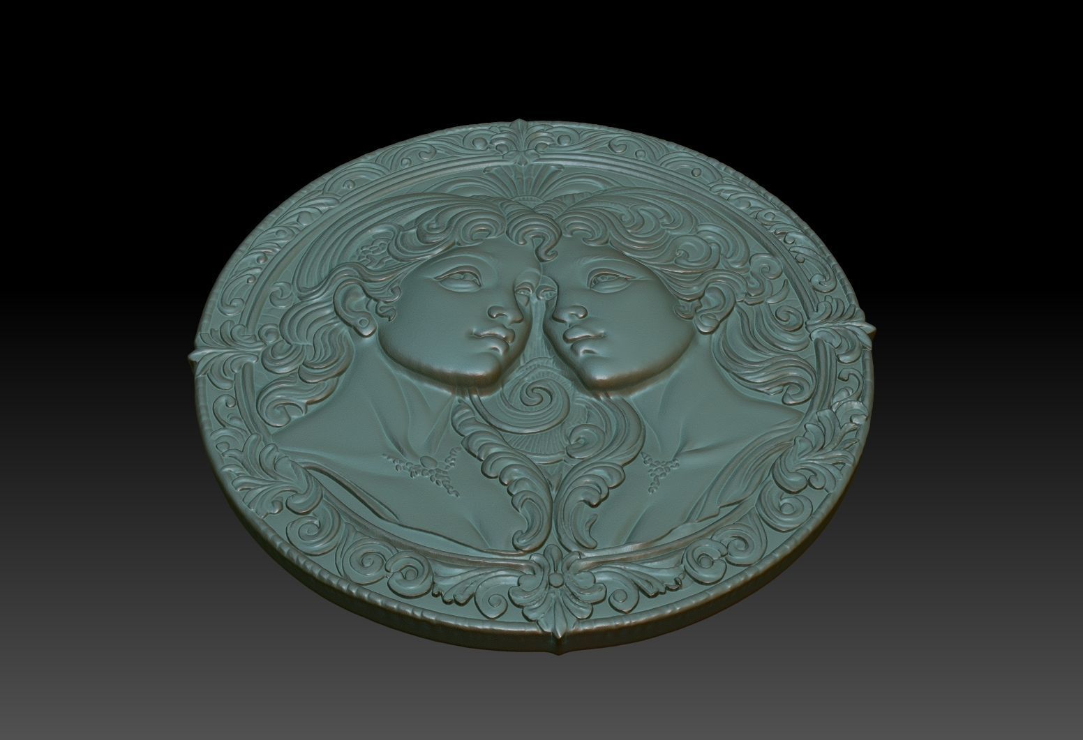 Gemini Zodiacl Bas Relief Pendant 230823 3D print model_3