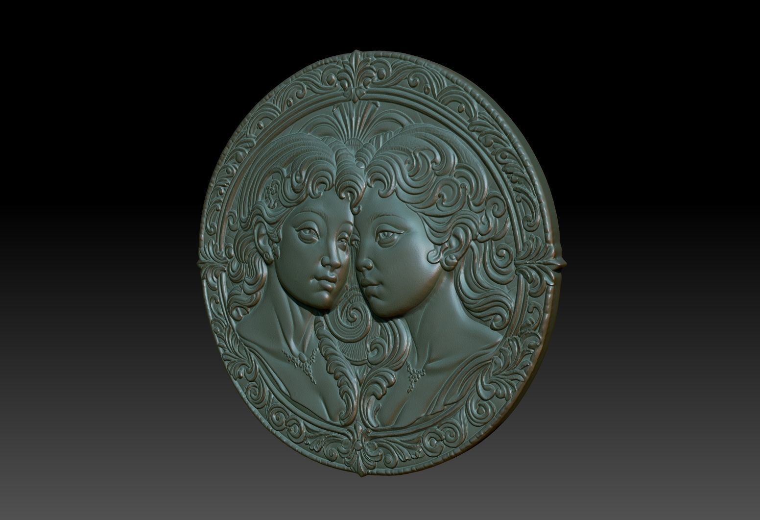 Gemini Zodiacl Bas Relief Pendant 230823 3D print model_2