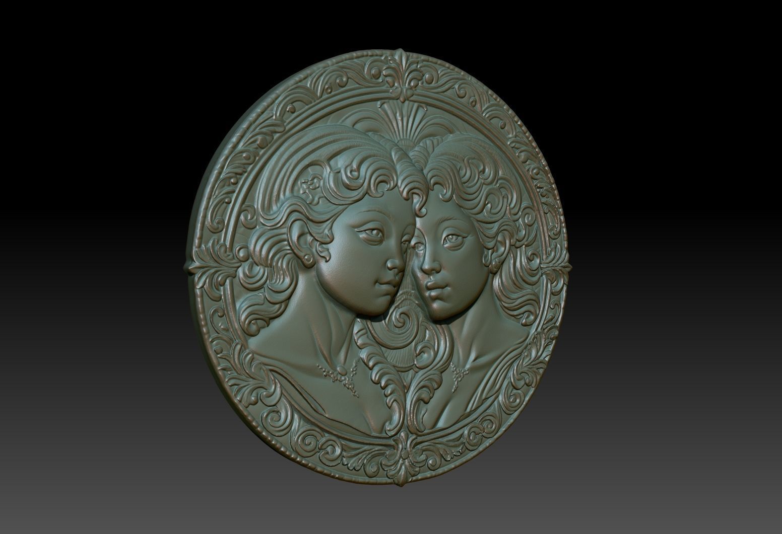 Gemini Zodiacl Bas Relief Pendant 230823 3D print model_1