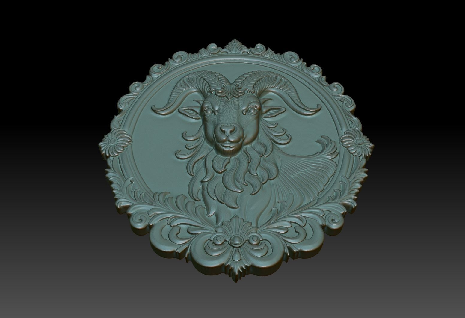 Capricornus Zodiacl Bas Relief Pendant 230823 3D print model_3