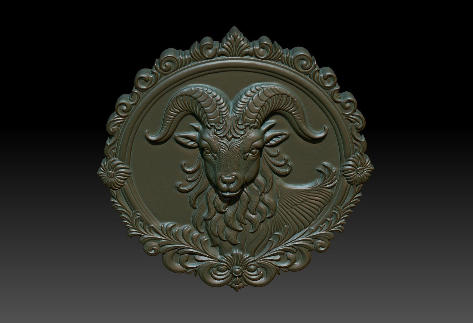 Capricornus Zodiacl Bas Relief Pendant 230823 3D print model_4