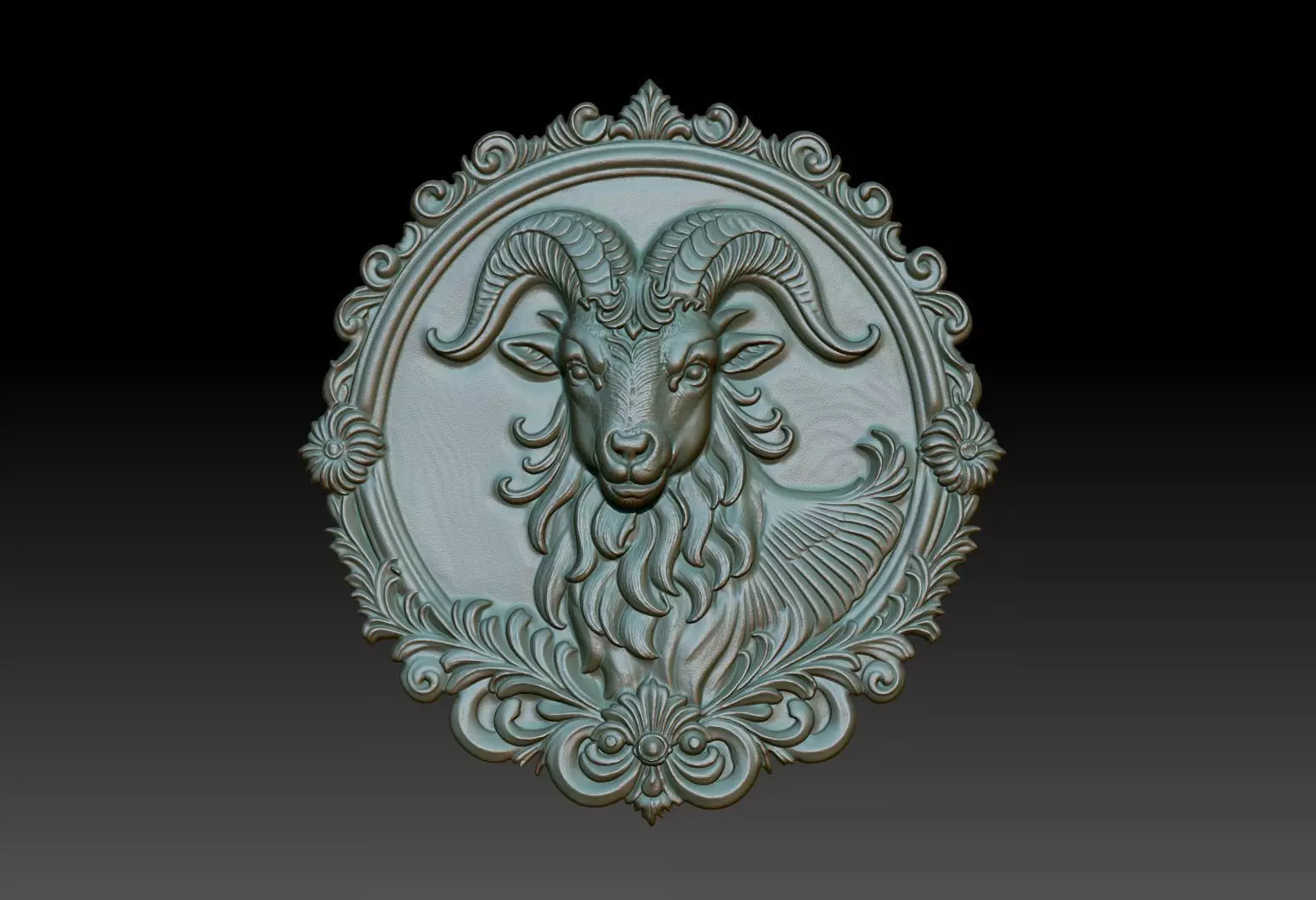 Capricornus Zodiacl Bas Relief Pendant 230823 3D print model_0