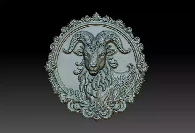 Capricornus Zodiacl Bas Relief Pendant 230823 3D print model