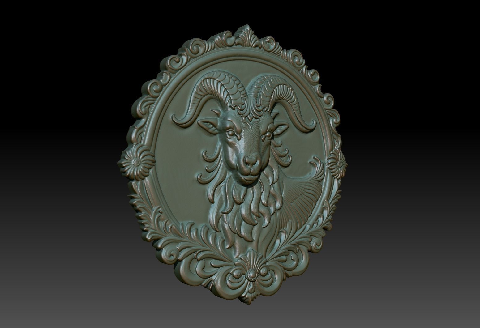 Capricornus Zodiacl Bas Relief Pendant 230823 3D print model_1