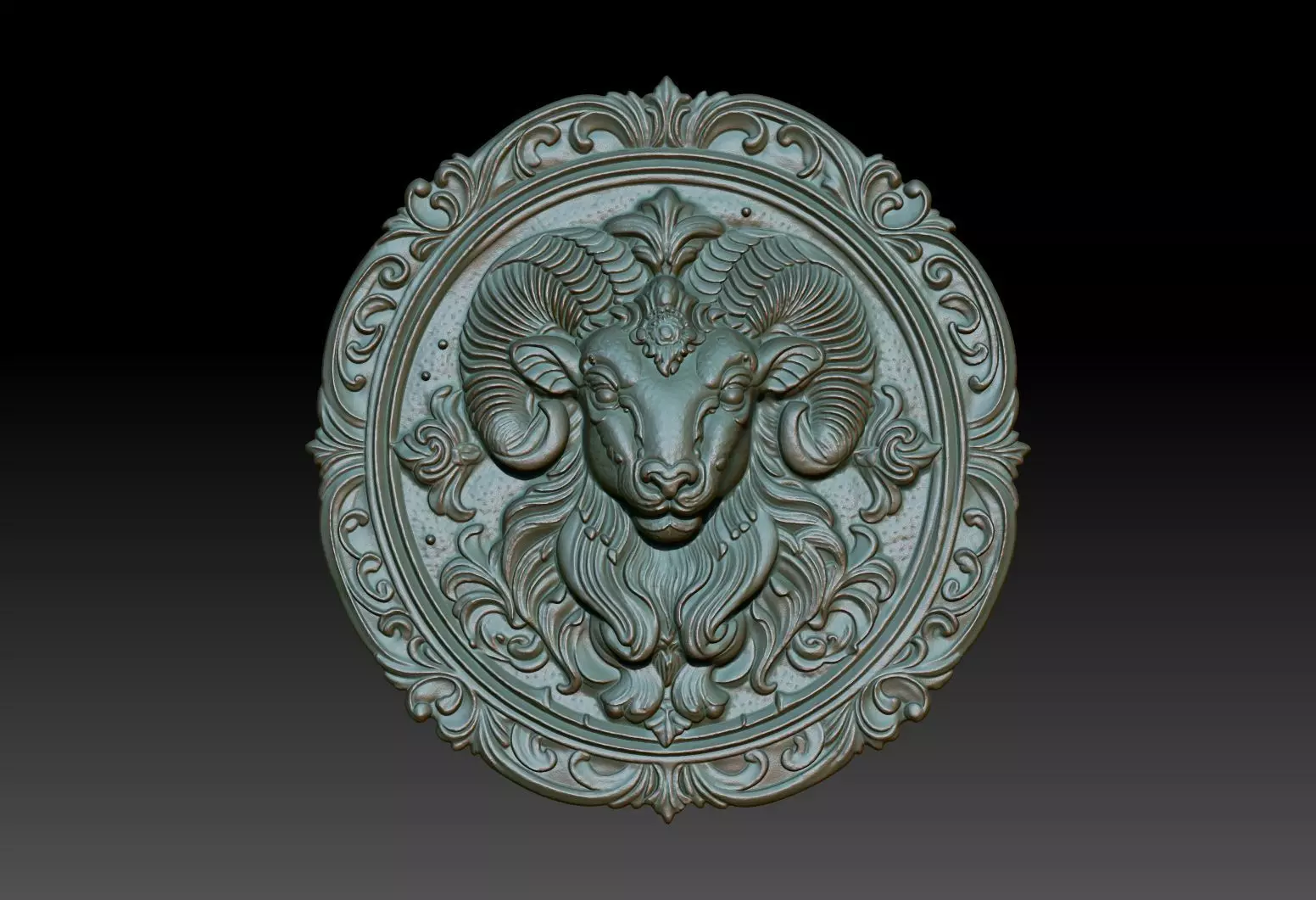 Aries Zodiacl Bas Relief Pendant 230823 3D print model_0