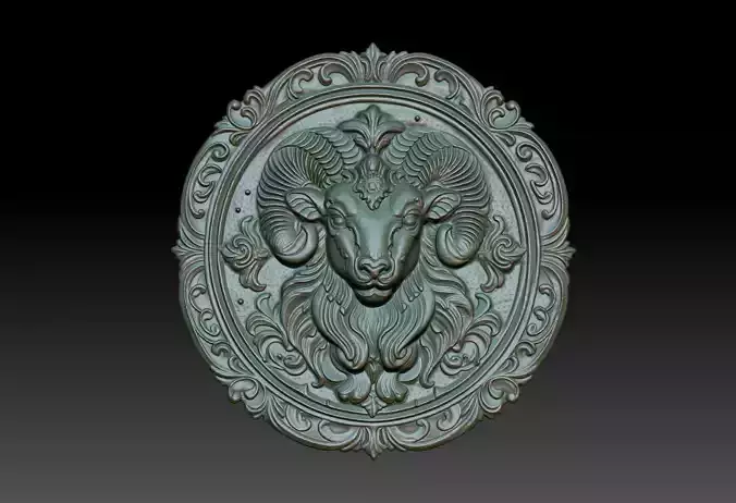 Aries Zodiacl Bas Relief Pendant 230823 3D print model