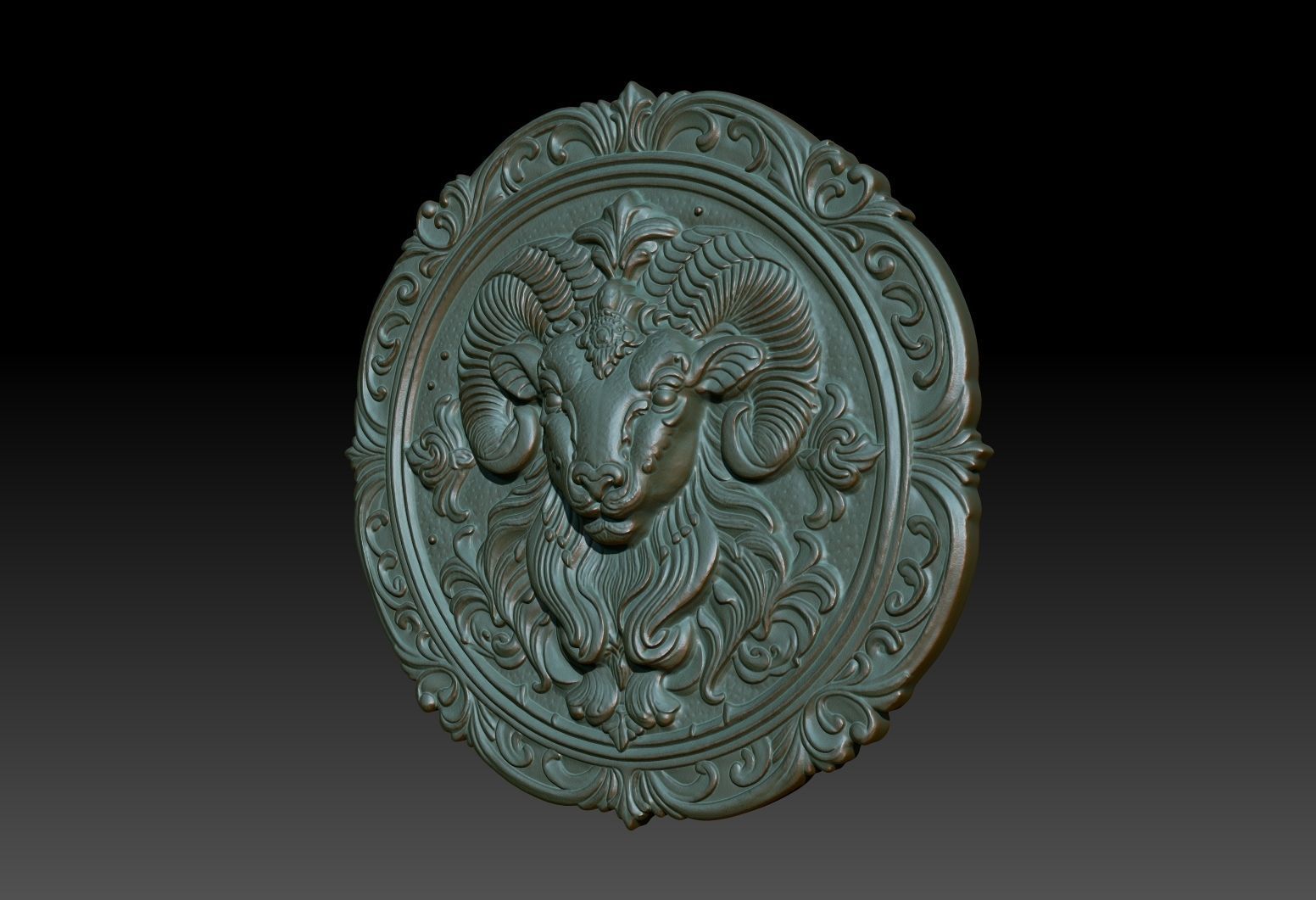 Aries Zodiacl Bas Relief Pendant 230823 3D print model_2