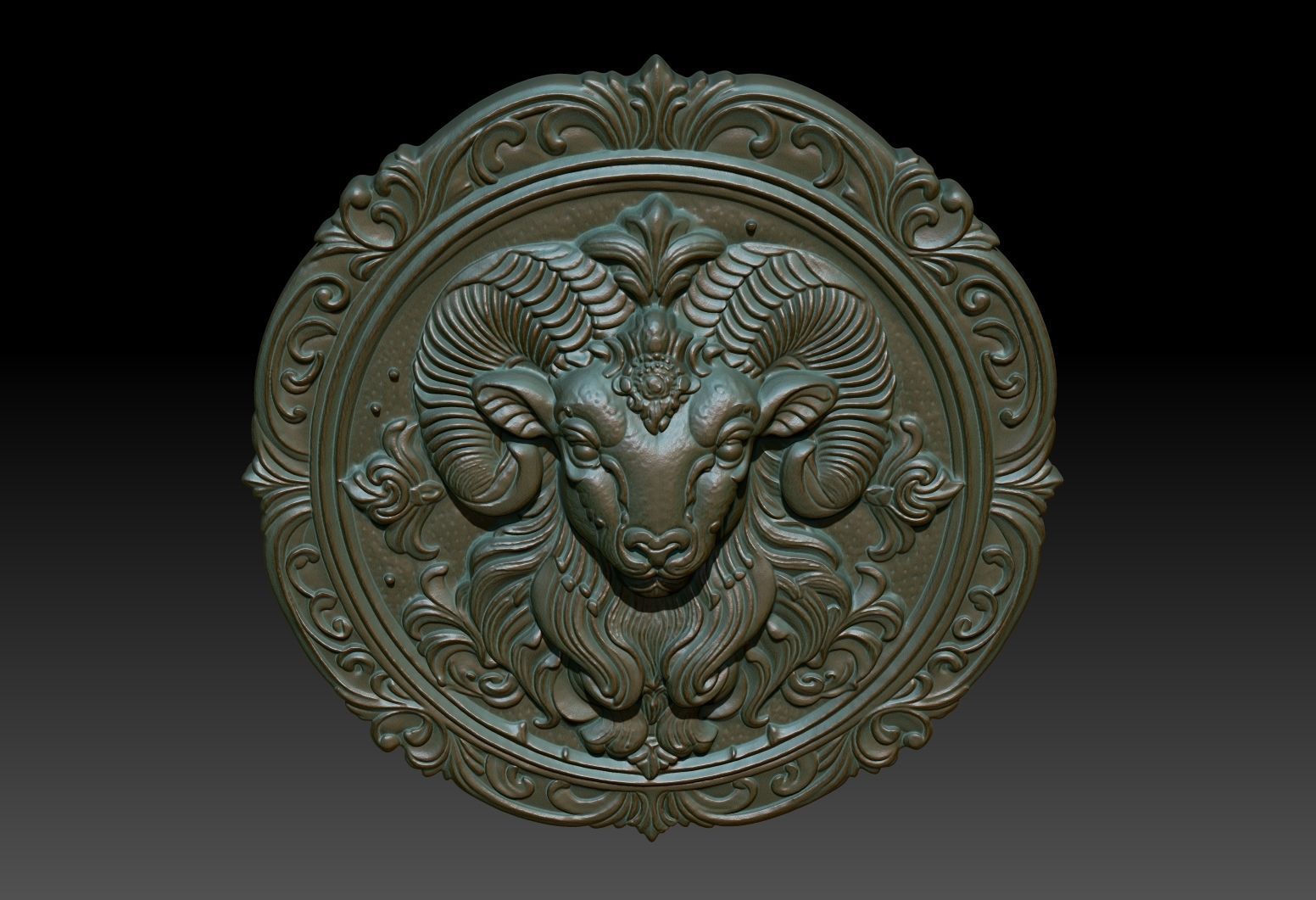 Aries Zodiacl Bas Relief Pendant 230823 3D print model_4
