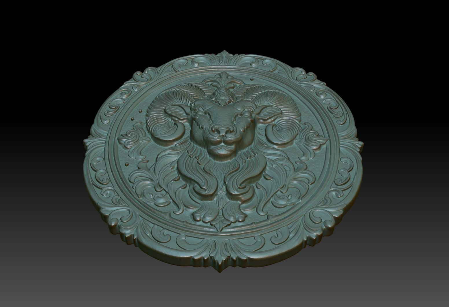Aries Zodiacl Bas Relief Pendant 230823 3D print model_3
