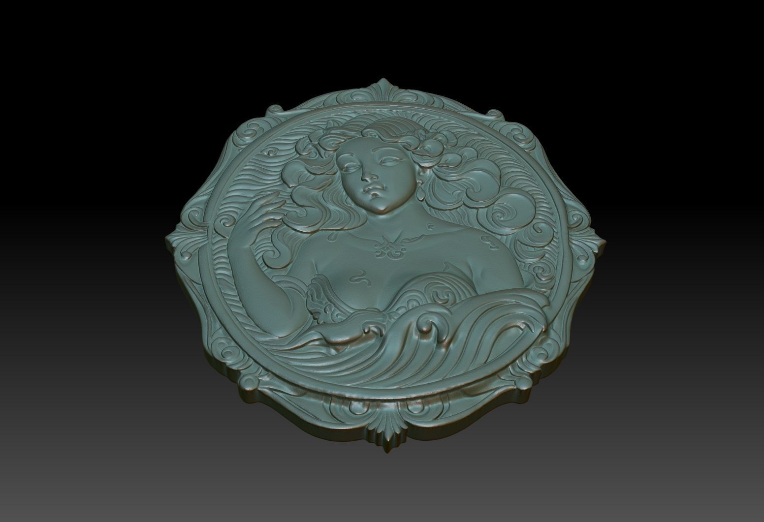 Aquarius Zodiacl Bas Relief Pendant 230823 3D print model_3