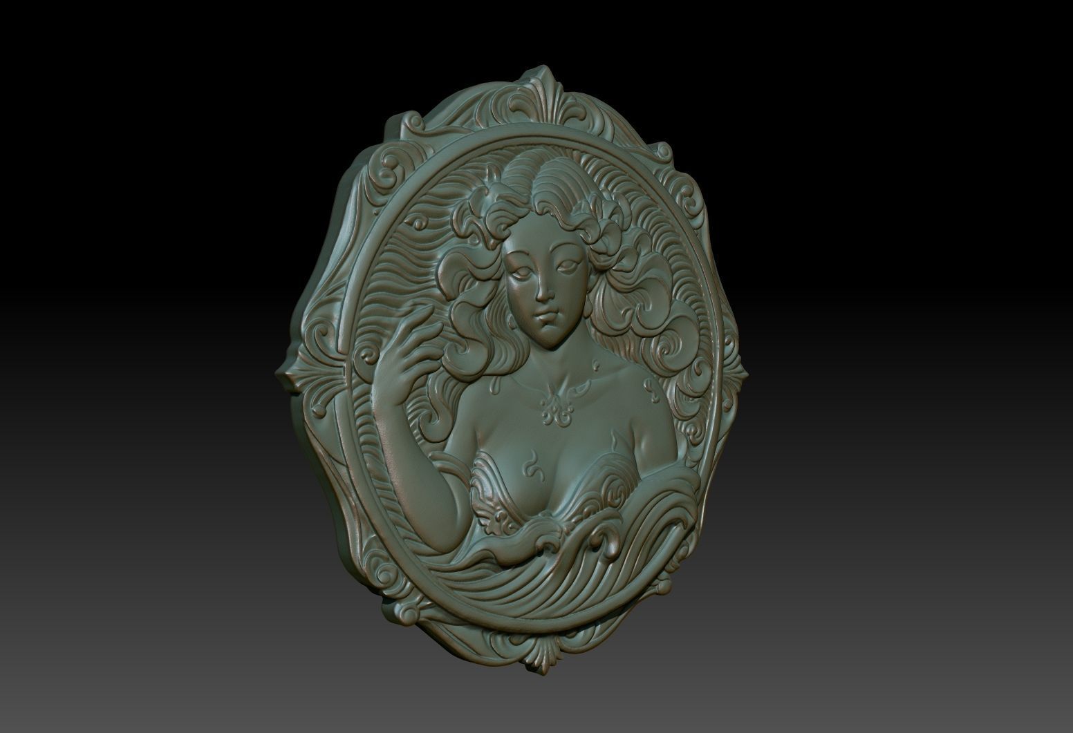 Aquarius Zodiacl Bas Relief Pendant 230823 3D print model_1
