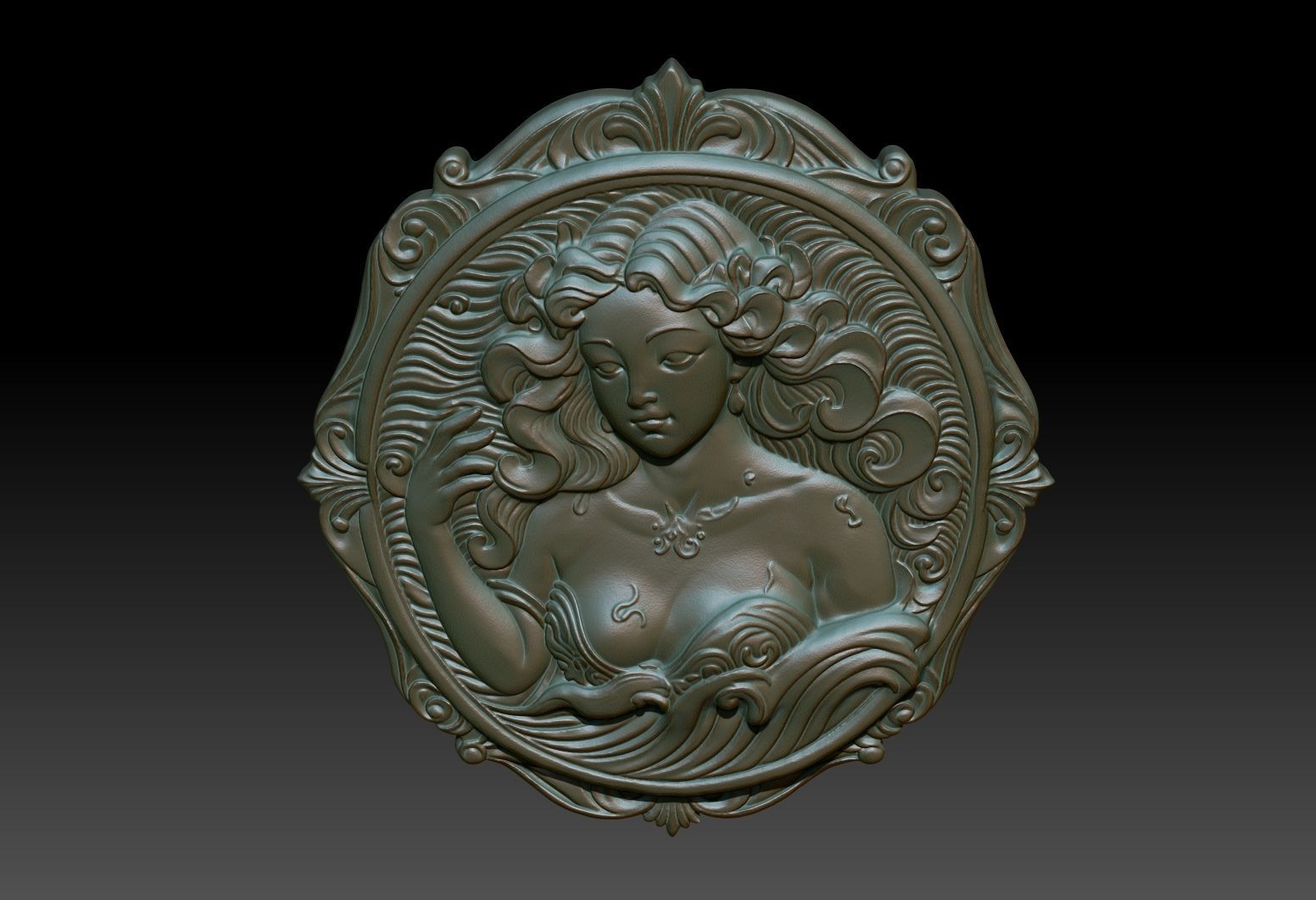 Aquarius Zodiacl Bas Relief Pendant 230823 3D print model_4