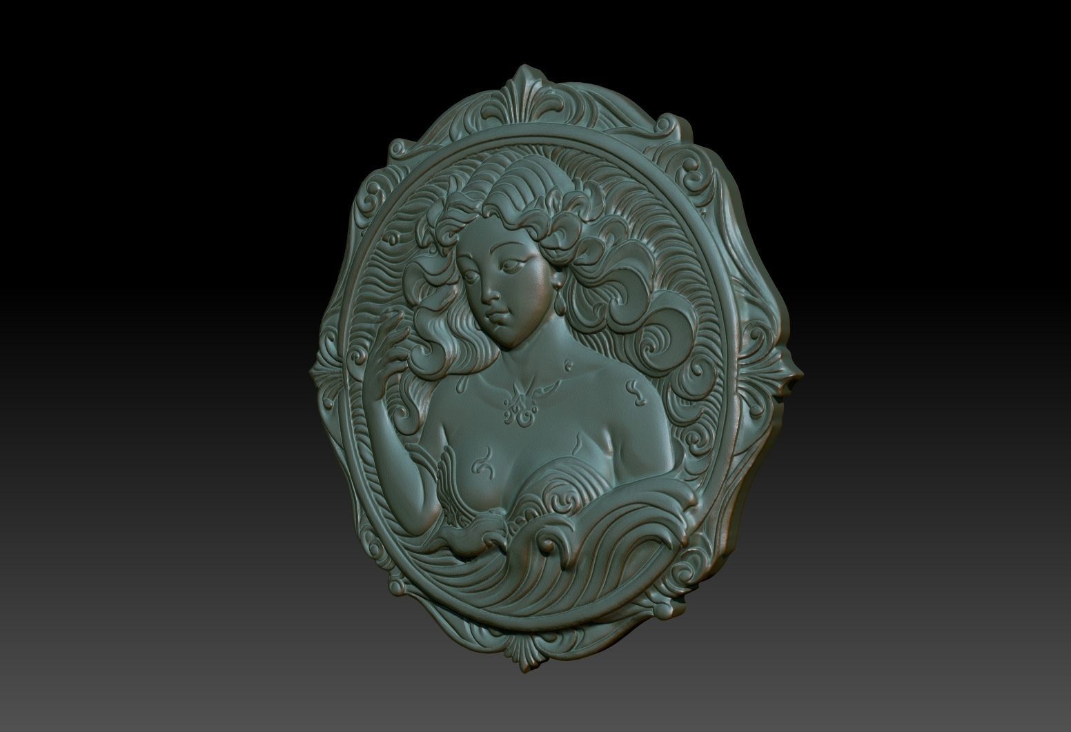Aquarius Zodiacl Bas Relief Pendant 230823 3D print model_2
