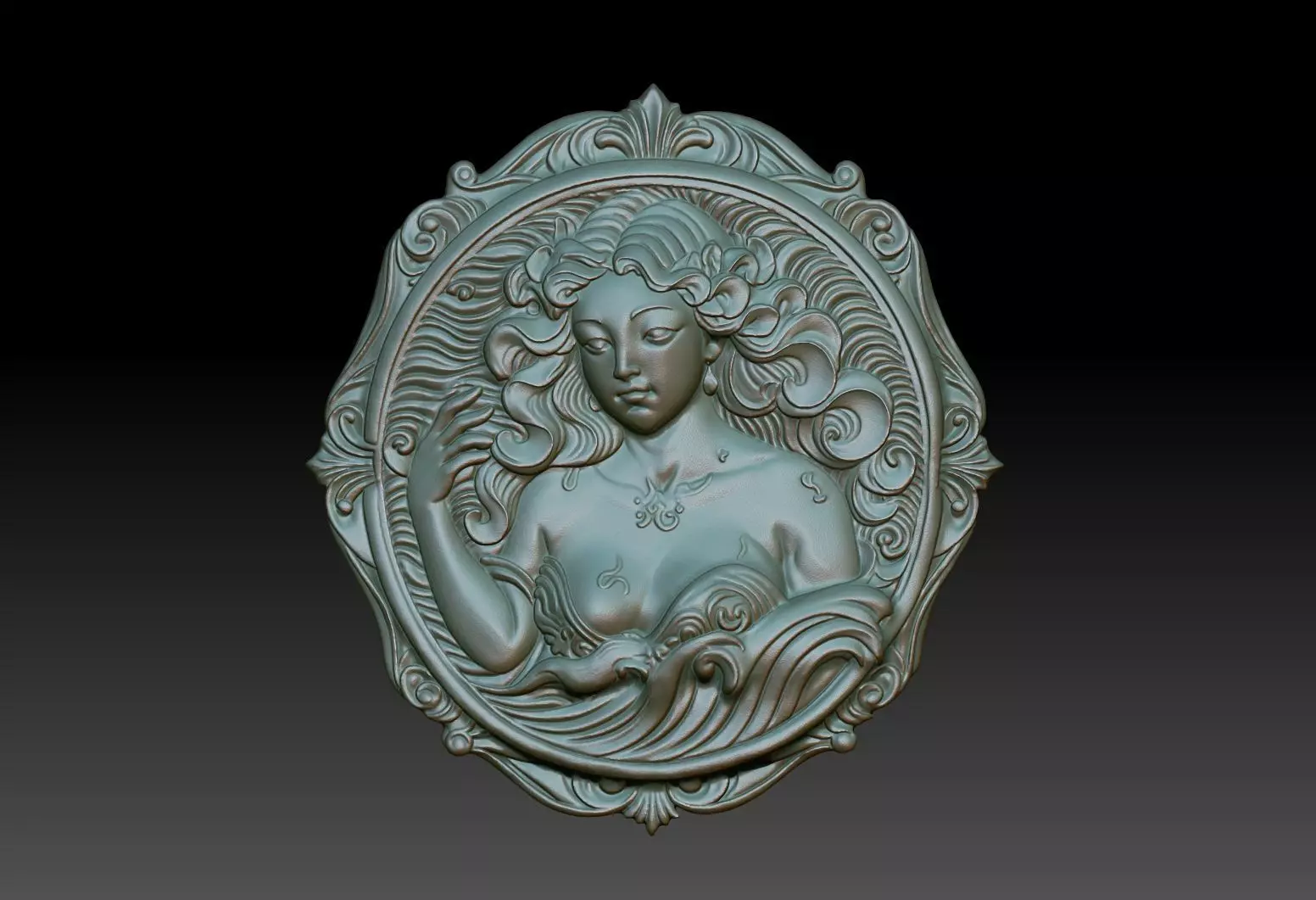 Aquarius Zodiacl Bas Relief Pendant 230823 3D print model_0