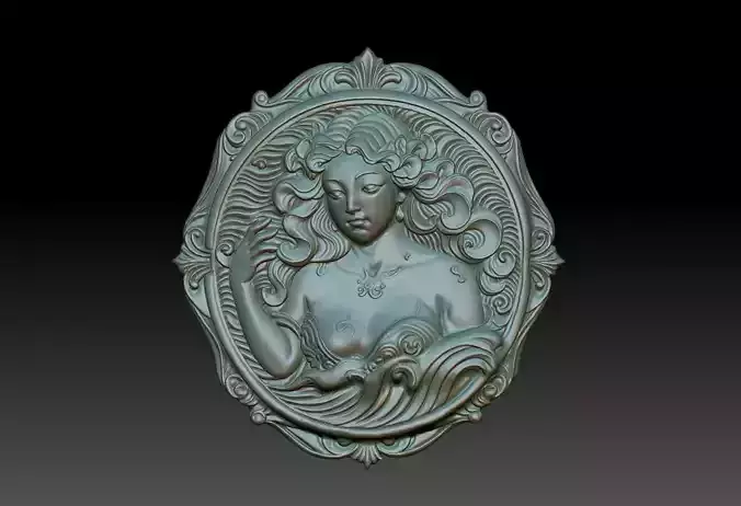 Aquarius Zodiacl Bas Relief Pendant 230823 3D print model