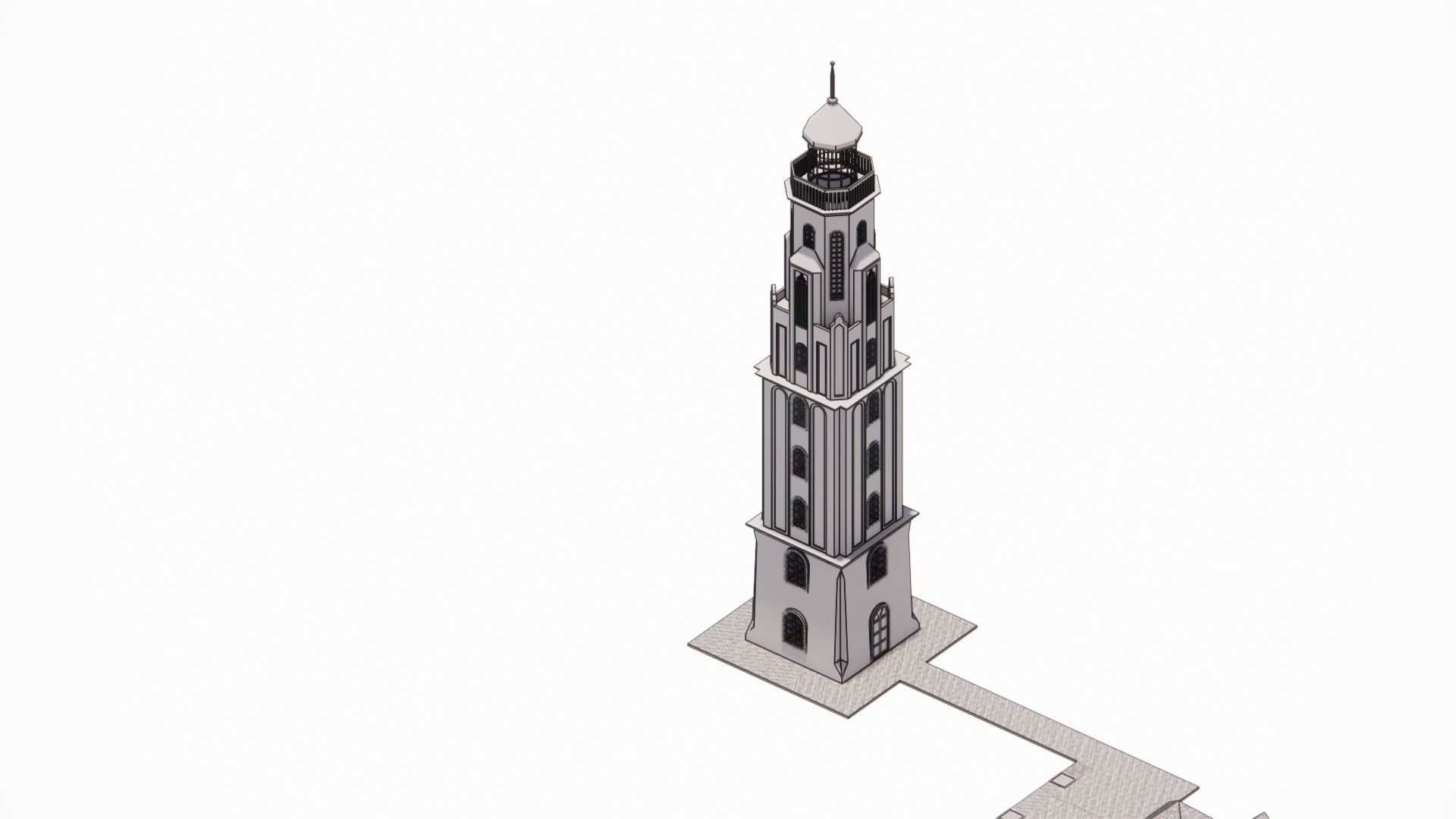 3d  module for medieval houses design  lighthouse as a gift Low-poly 3D model_2