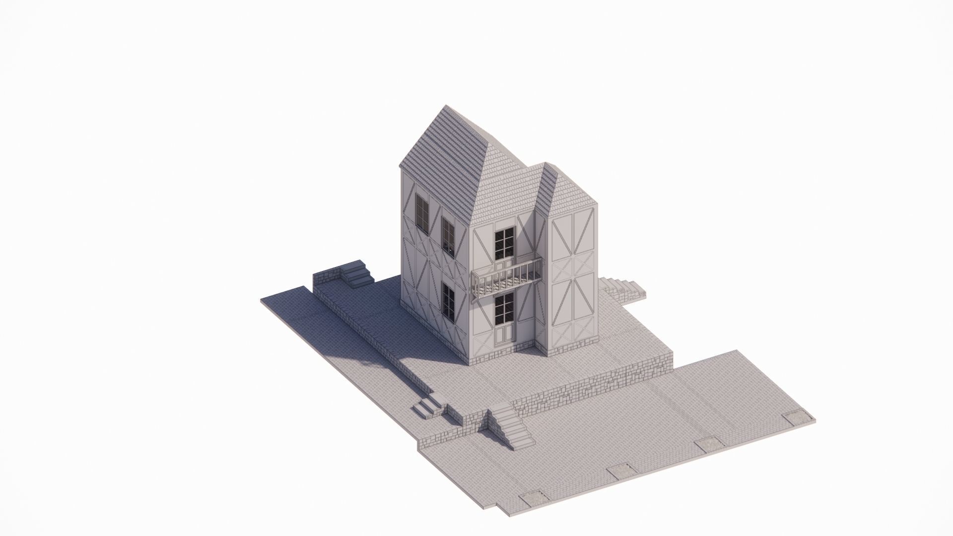 3d  module for medieval houses design  lighthouse as a gift Low-poly 3D model_4
