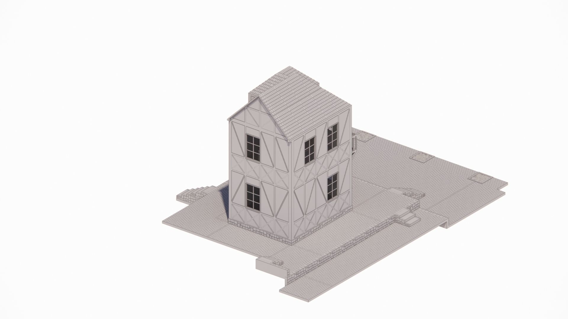 3d  module for medieval houses design  lighthouse as a gift Low-poly 3D model_5