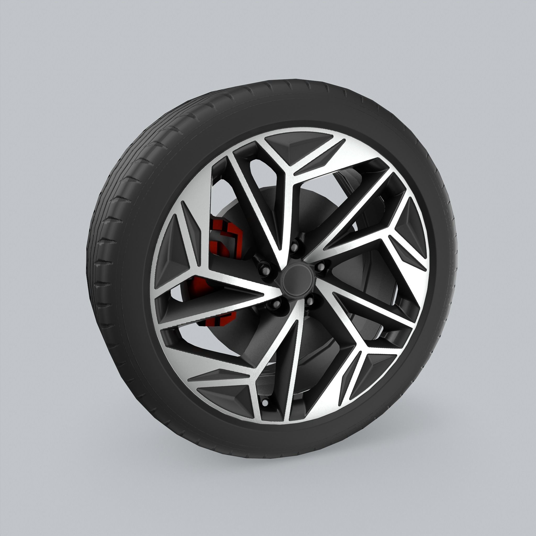 Car Wheel Game Ready Low-poly 3D model_11