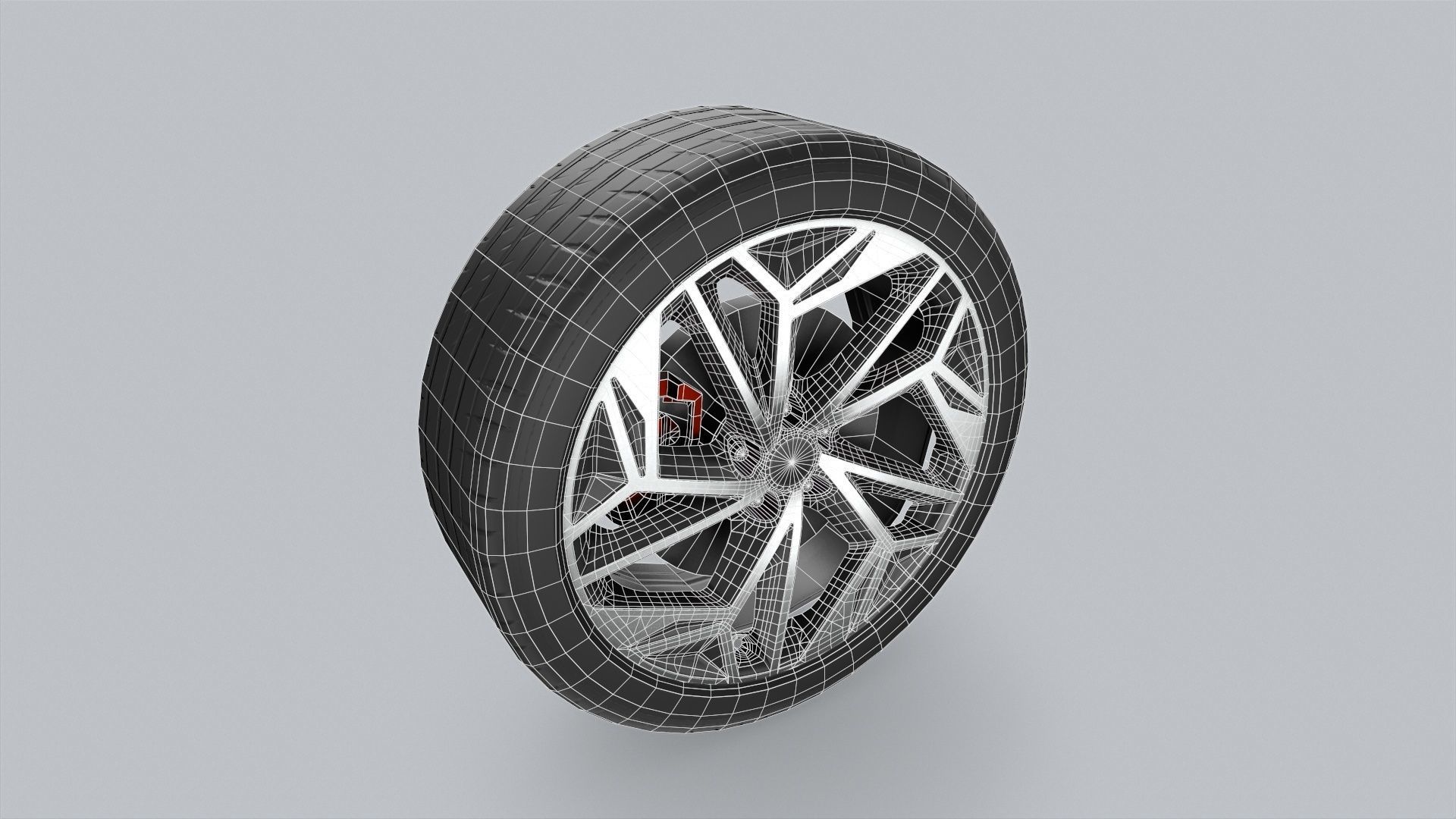 Car Wheel Game Ready Low-poly 3D model_7
