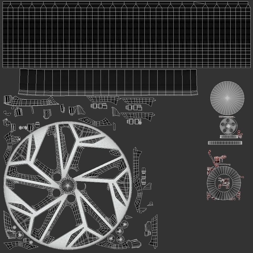 Car Wheel Game Ready Low-poly 3D model_5